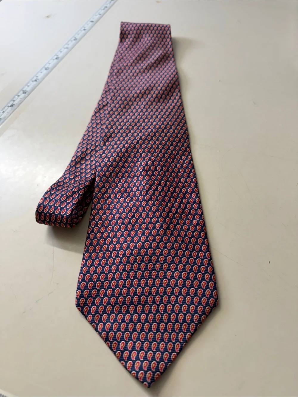 Polo by Ralph Lauren Navy Tie with Red Paisley Motif